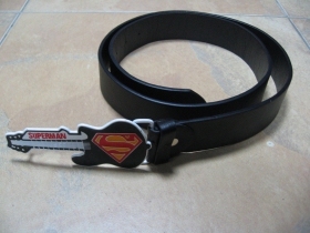 SUPERMAN, čierny opasok s kovovou prackou v tvare čiernej gitary, veľkosť UNI